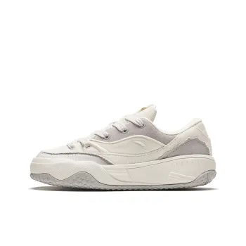 Anta Cookie Shoes Cushioning, Wear Resistant Low Top Skateboard Shoes Men's White Gray