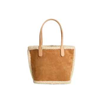 NOMK PU Tote Bag Shopping Bag Combo Handheld Underarm One Shoulder Handbag Regular Women's Brown