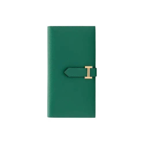 HERMES Bearn Epsom Calfskin Wallet Women's Green