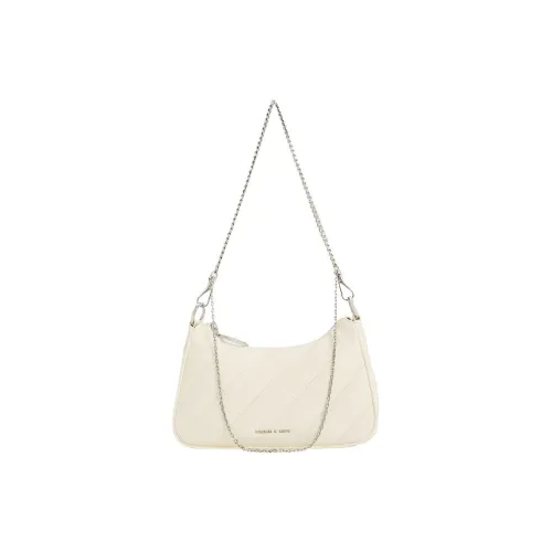 CHARLES&KEITH Polyurethane Shoulder Bag Medium Size Women's Milk White