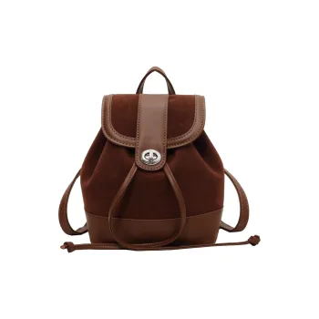 UNITE STAR PU Backpack Medium Size Women's Black/Coffee/Khaki