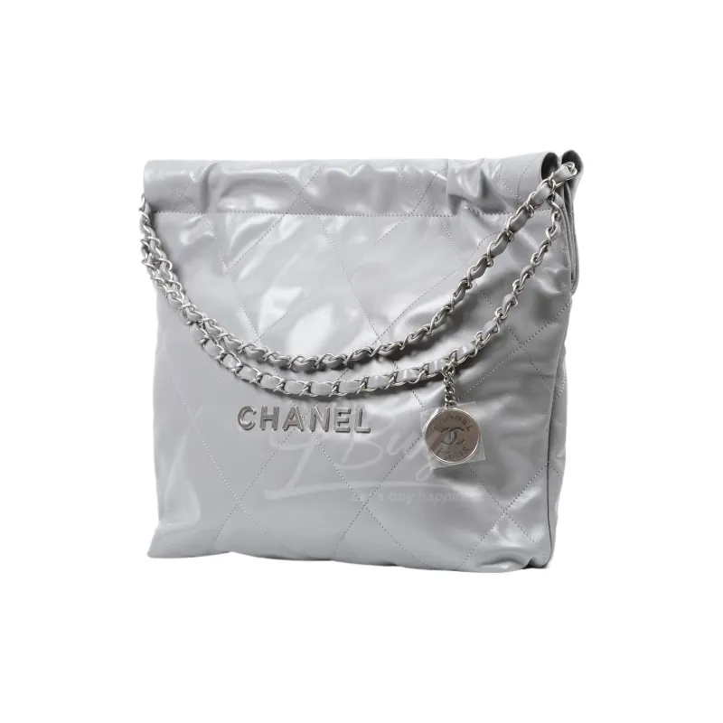 CHANEL 22Bag Smooth Finish Calfskin Tote Bag, Shopping Bag, Portable Crossbody Bag, Shoulder Bag Trumpets Women's Gray-2