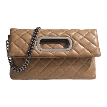 UNITE STAR Waxed Leather PU Hobo Bag Double Chain Foldable Lunch Box Bag Shoulder Bag Regular Women's Multicolor
