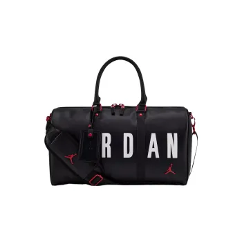 Jordan Synthetic Leather Luggage Bag Handheld Bucket Bag Fitness Handbag Shoulder Bag Unisex Black & White