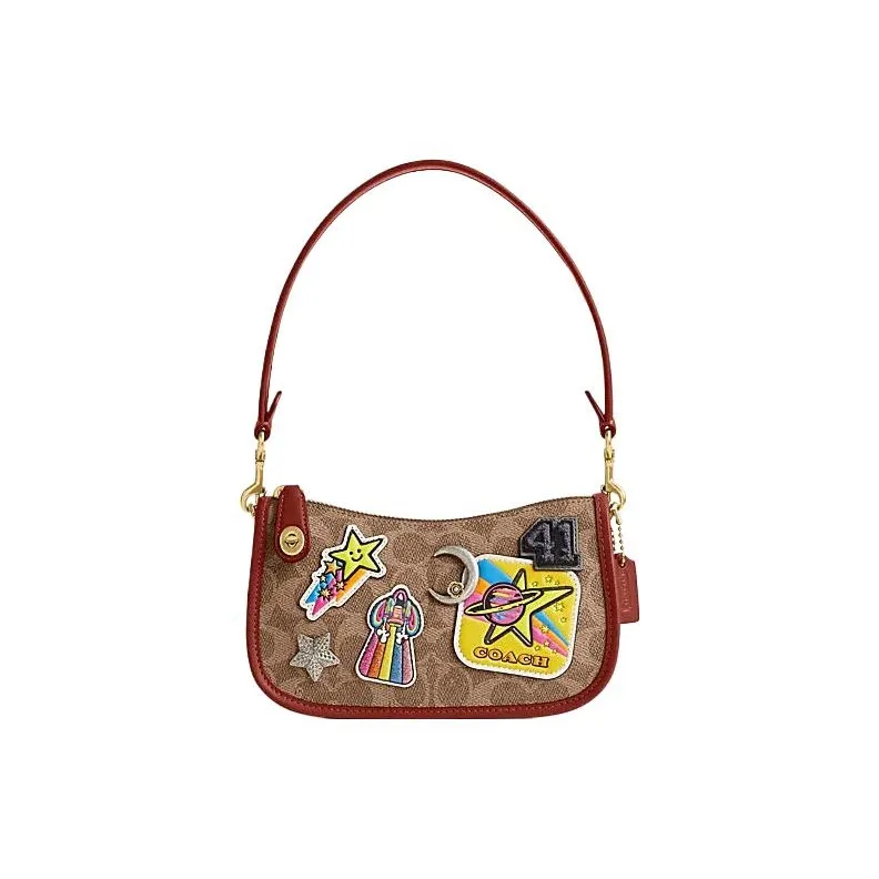 COACH Swinger PVC With Cow Leather Shoulder Bag Handbag Shoulder Bag Women's Brown-0