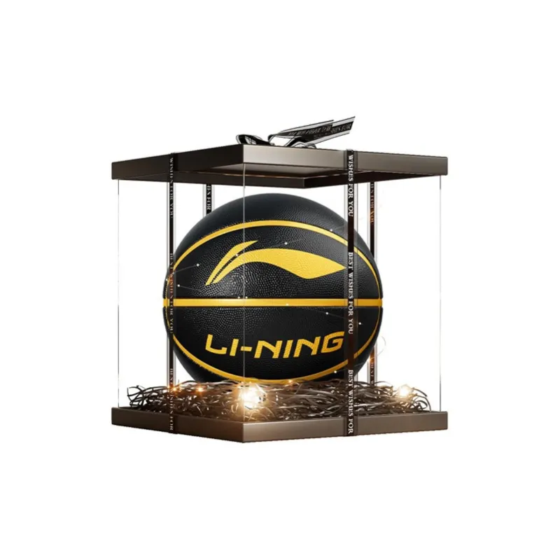 LiNing Rubber Basketball Black Gold Size 7 Training Unisex-13