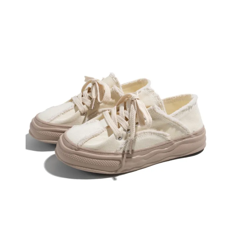 TUOPIN Dissolve Wasteland Style Wear-Resistant Height Increasing Low-Top Canvas Shoes Unisex-9