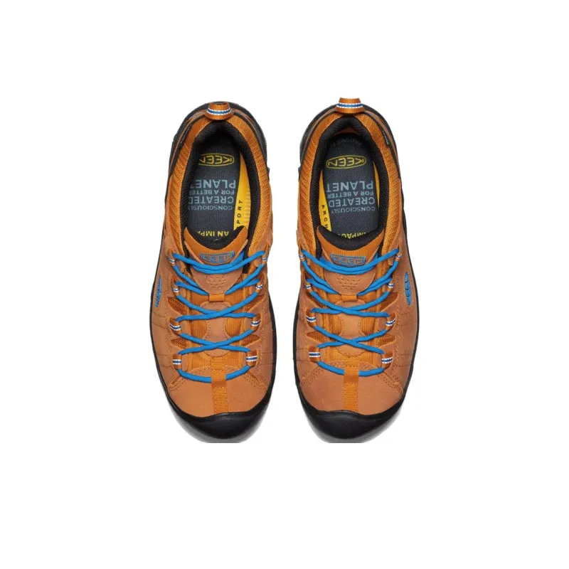 KEEN Targhee II WP Cushioning, Wear Resistant Low Top Hiking Shoes Men's Blue Brown-3