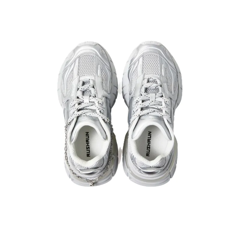RUSHRUN WAGON 01 Height Increasing Wear Resistant Low Top Chunky Sneakers Unisex Silver Gray-5