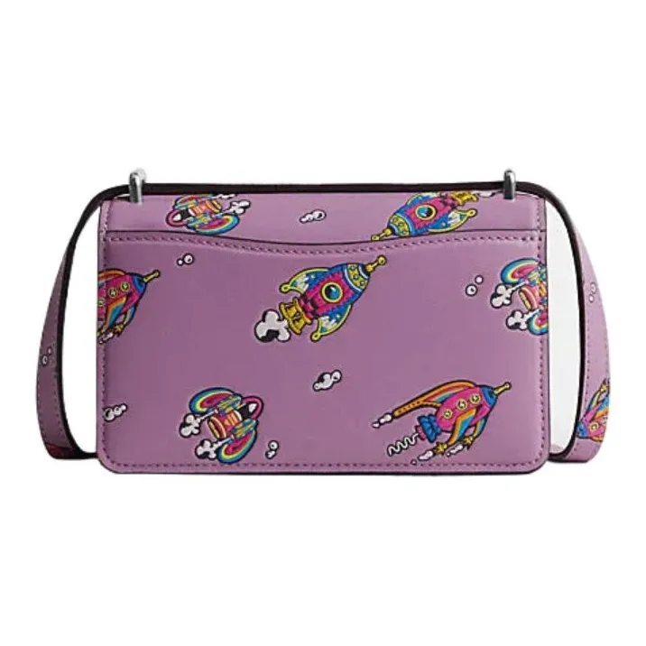 COACH Bandit Cow Leather Small Square Bag Shoulder Bag, Crossbody Bag Trumpets Women's Purple-2