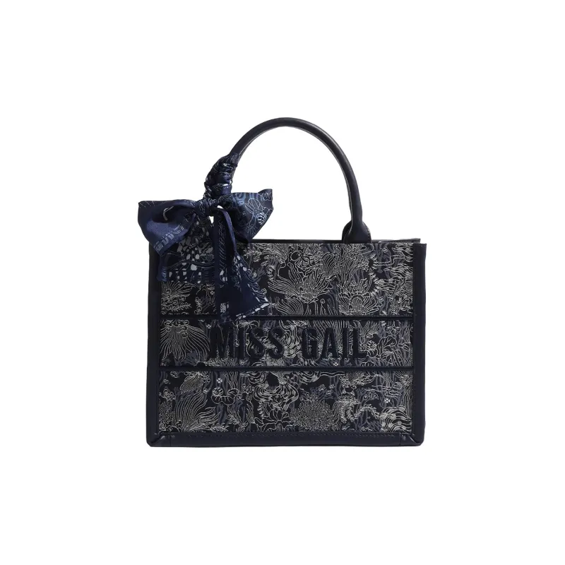 MISS GAIL Artificial Leather Tote Bag, Shopping Bag, Handbag Medium Size Women's Blue/Gray-10