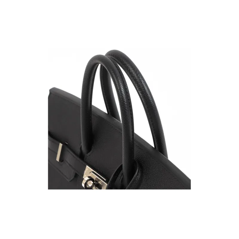 HERMES Birkin Epsom Leather Birkin Bag Handbag Women's Noir Black-8