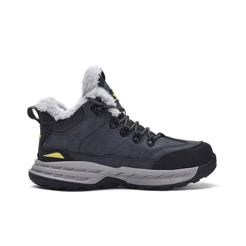 Jeep Fleece Lined Collection Warm Anti Slip And Wear Resistant Mid Top Outdoor Shoes Men's Black Gray-1