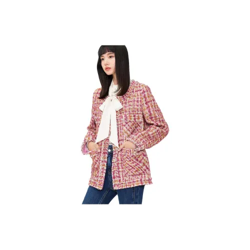 Hopeshow Sweaters Women's Pink Plaid