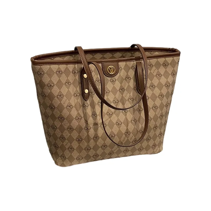 UNITE STAR PU Combo Bag Tote Bag Shopping Bag Handbag Shoulder Bag Medium Size Women's Brown/Khaki-1