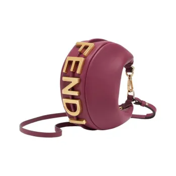 FENDI Fendigraphy Calfskin Patchwork With Soft Leather Crescent Bag Wrist Bag Mini Women's Burgundy