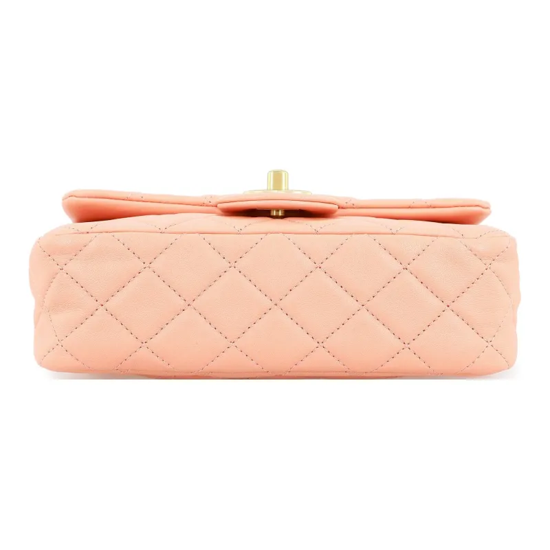 CHANEL Classic Flap CF Sheepskin Flap Bag, Shoulder Bag, Crossbody Bag Mini Women's Orange-3