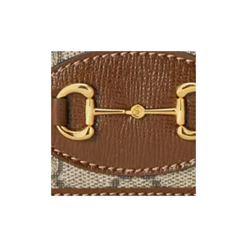 GUCCI Horsebit 1955 Canvas Key Pouch Regular Women's Beige-4