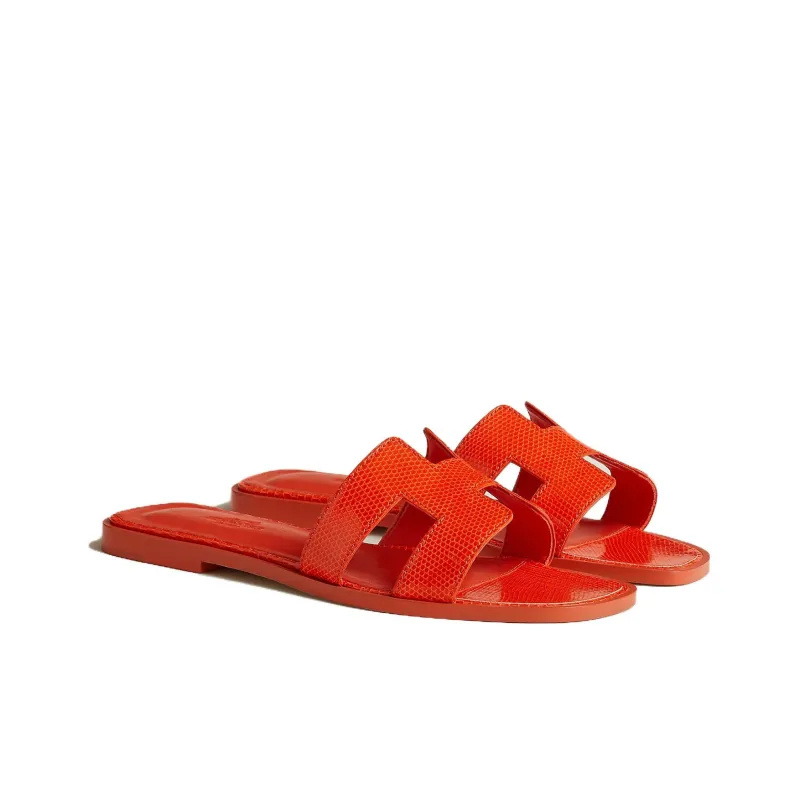 HERMES Oran Abrasion-Resistant Slide Slippers Women's Orange-2