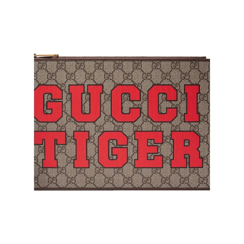 GUCCI Canvas With Leather Clutch Regular Men's Ebony/Brown-6