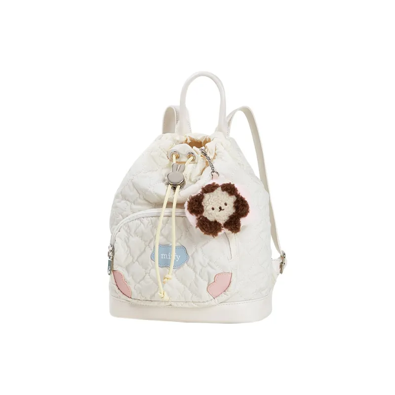 Miffy Fabric Small Backpack Medium Size Women's Ecru/Khaki-1