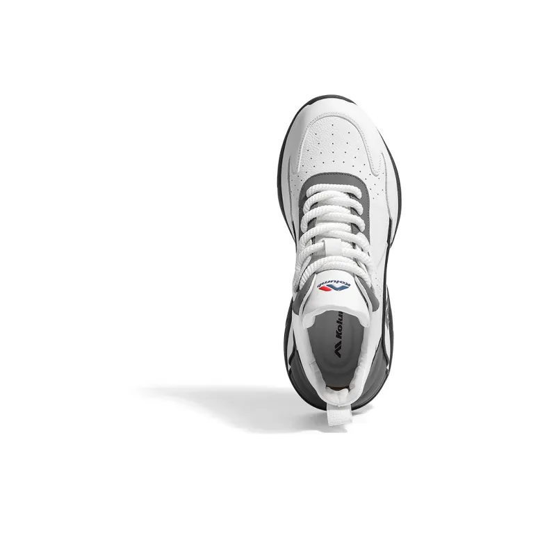KOLUMB Anti Slip Wear Resistant Mid Top Chunky Sneakers Men's White Gray-3