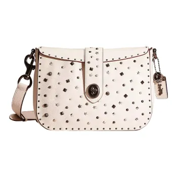 COACH Page Leather Portable Single Bag, Crossbody Bag Large Size Women's White