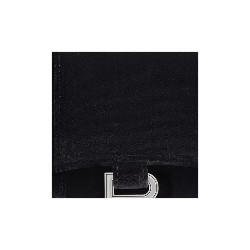 Balenciaga Hourglass Velvet Jersey Wallet On Chain Black-5