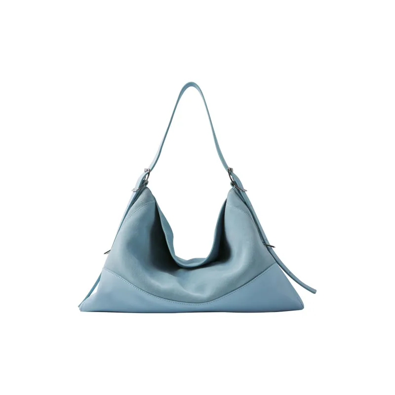 APEDE MOD Cow Leather Zongzi Bag Hobo Bag, Biker Bag, Handbag, Shoulder Bag, Crossbody Bag Women's Mousse Blue-0