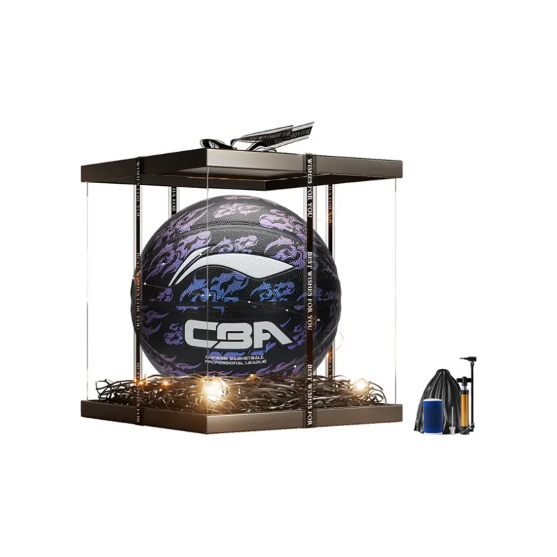 LiNing CBA Collection PU Basketball Black Purple Size 7 Training Unisex-10