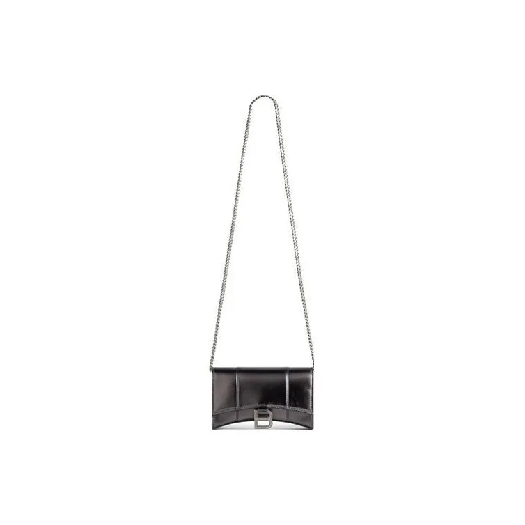 Balenciaga Metallic Smooth Calfskin Shoulder Bag, Crossbody Bag, Wallet Regular Women's Dark Gray-1