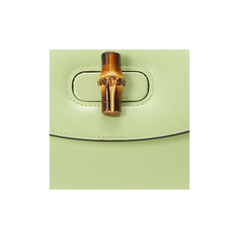 GUCCI Bamboo 1947 Leather Shoulder Bag Crossbody Bag Handbag Small Size Women's Pistachio Green-9