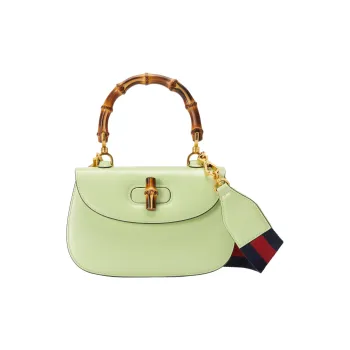 GUCCI Bamboo 1947 Leather Shoulder Bag Crossbody Bag Handbag Small Size Women's Pistachio Green