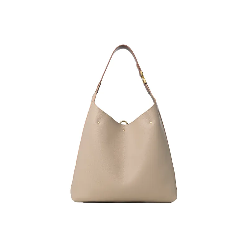 Chloe Marcie Grained Calfskin Hobo Bag Drifter Bag Handbag Shoulder Bag Women's Heather Gray-2
