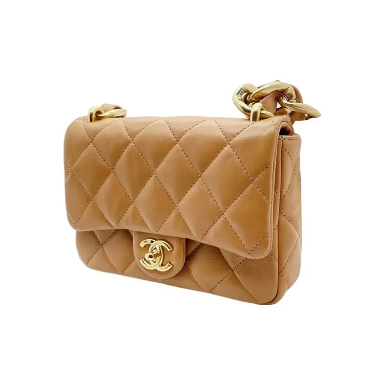 CHANEL 23P SS Lambskin Shoulder Bag Handbag Shoulder Bag Women's Caramel-1