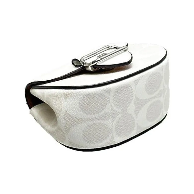 COACH Morgan Canvas With Leather Saddle Bag, Crossbody Bag, Shoulder Bag Women's White-4