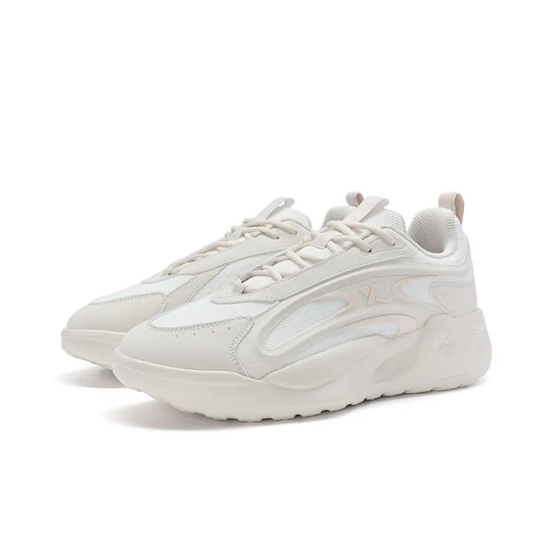 XTEP Star Meteorite TD Durable Breathable Low Top Chunky Sneakers Women's Ecru-4