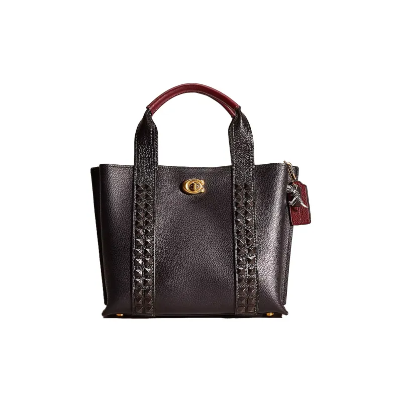 COACH Willow Leather Tote Bag Shopping Bag Handbag Medium Size Women's Black-0
