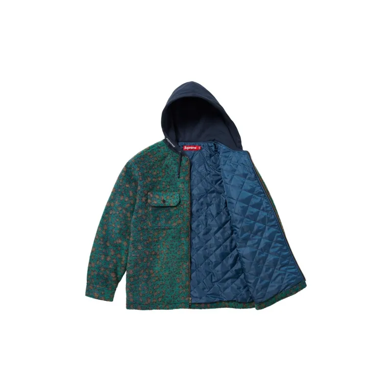 Supreme Fleece Zip Up Hooded Shirt-3