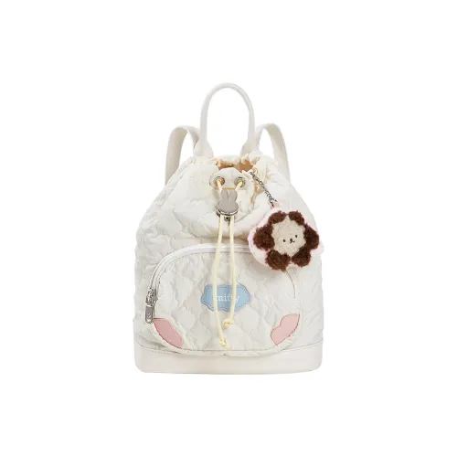 Miffy Fabric Small Backpack Medium Size Women's Ecru/Khaki