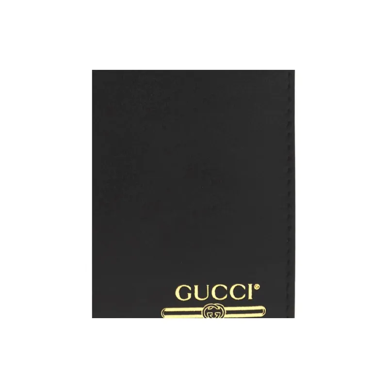 GUCCI Leather Wallet Men's Black-4