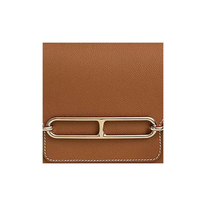 HERMES Roulis Evercolor Calfskin Pig Nose Shoulder Bag, Crossbody Bag Mini Women's 37 Gold Brown-7