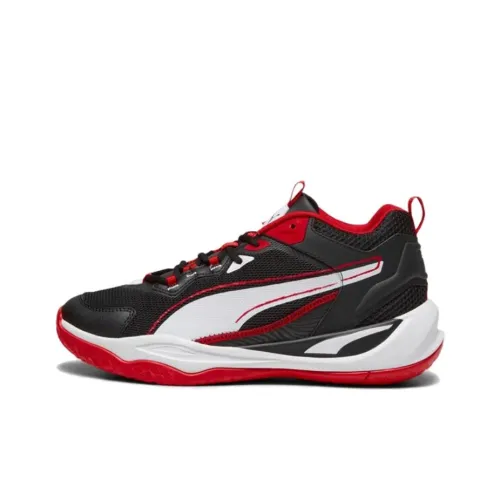 PUMA Playmaker Basketball Shoes Unisex Mid-Top Black/White Red