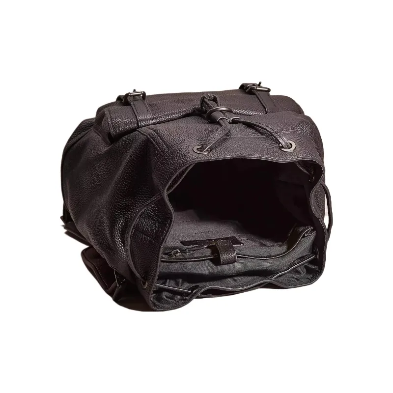 COACH Bleecker Eggstone Grain Leather Backpack Large Size Men's Black-2