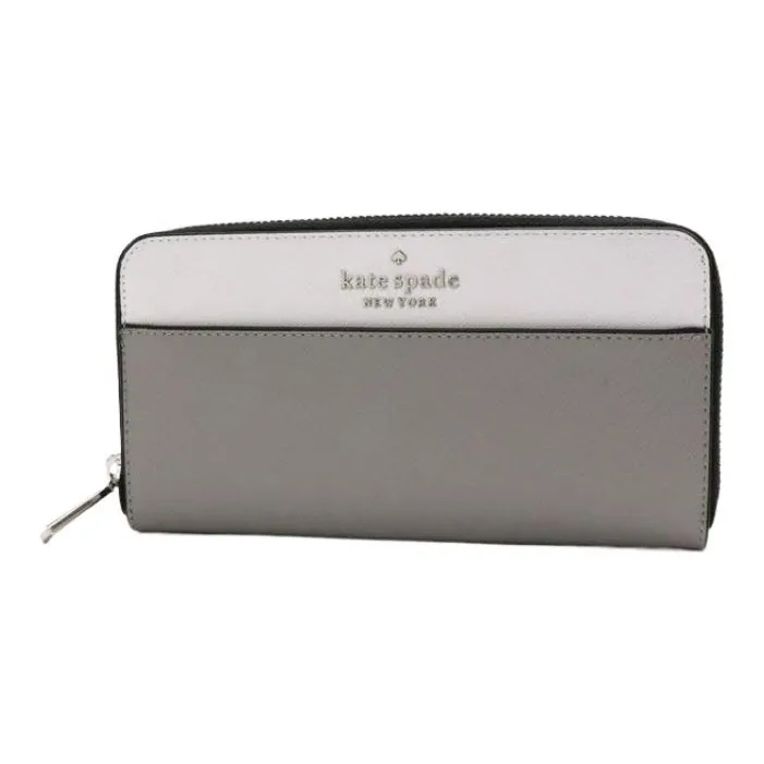 Kate Spade Leather Wallet Tubas Women's Rain Cloud Gray-1