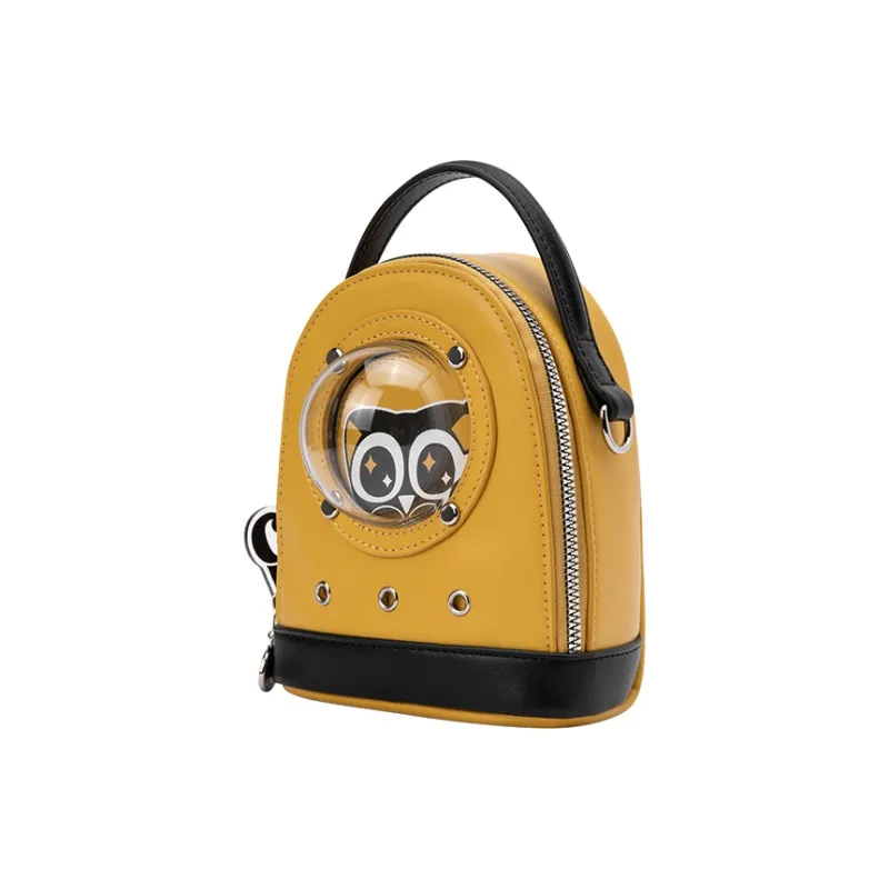 SEM/R Luo Xiaohei Collaboration Synthetic Leather Handbag Crossbody Bag Small Size Women's Black/creamy/medium-yellow-8