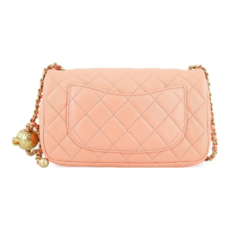 CHANEL Classic Flap CF Sheepskin Flap Bag, Shoulder Bag, Crossbody Bag Mini Women's Orange-2
