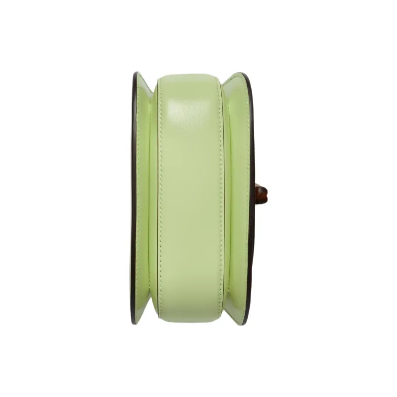 GUCCI Bamboo 1947 Stripes Leather Bamboo Bag One Shoulder Handbag Mini Women's Pistachio Green-6