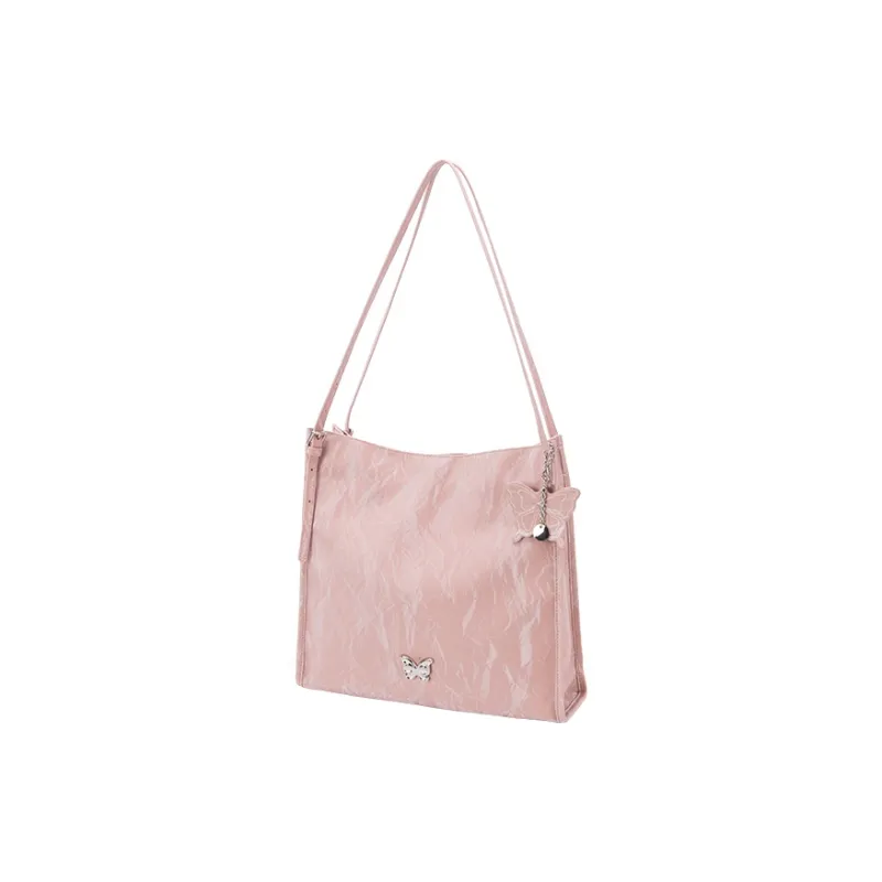SEM/R Synthetic Leather Tote Bag Shopping Bag Shoulder Bags Medium Size Women's Milky White / Fantasy Pink / Black-6