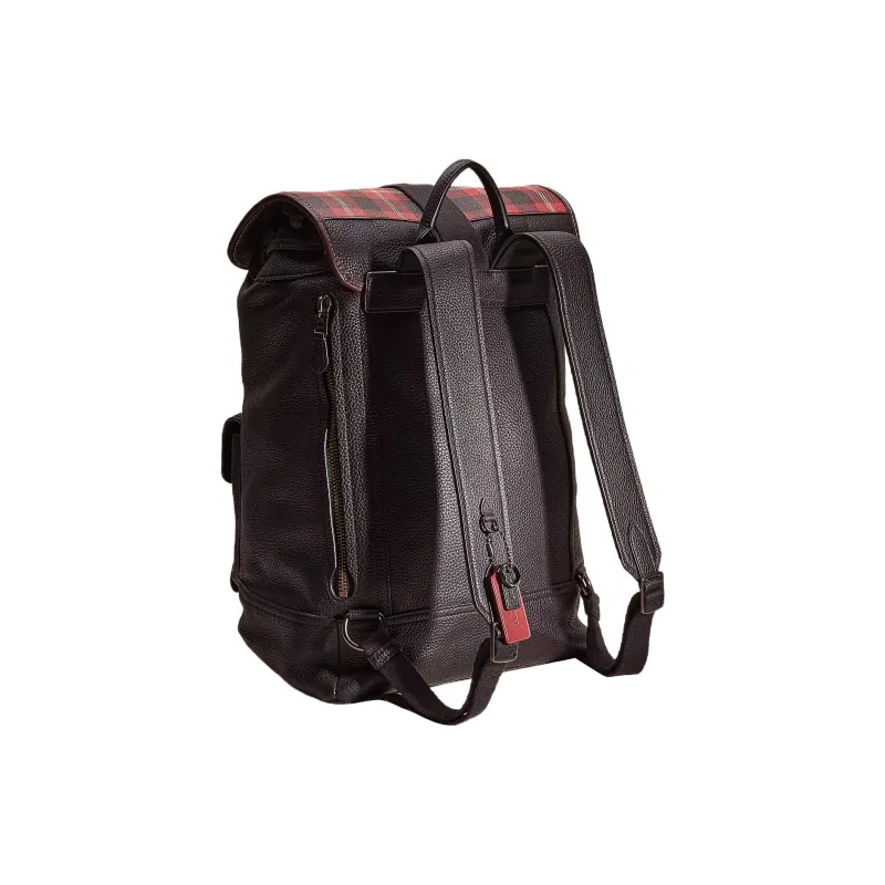 COACH Bleecker Eggstone Grain Leather Backpack Large Size Men's Black-1